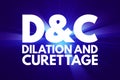 D and C - Dilation and Curettage acronym, concept background Royalty Free Stock Photo