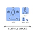 3D and CAD artist blue linear icons set