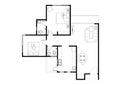 2D CAD house layout plan drawing with a double bedroom Royalty Free Stock Photo