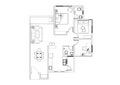 2D CAD house layout plan drawing with a double bedroom Royalty Free Stock Photo