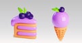 3d cake dessert and sweet cupcake food vector icon Royalty Free Stock Photo