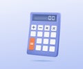 3d calculator icon vector render illustration. Financial management, budget and earnings business money. Math device Royalty Free Stock Photo