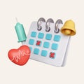 3d Calendar appointment doctor Consultation. schedule meeting with doctor on the calendar selecting the date. icon