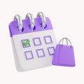 3d calendar marked date for successful new idea. Excellent shopping event date. under creative solution concept in 3D