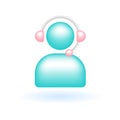 3D Call Center Customer Service Operator Icon. Customer Service Concept. Glossy Glass Plastic Pastel Color. Cute Realistic Cartoon Royalty Free Stock Photo
