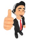 3D Call center employee with thumb up Royalty Free Stock Photo