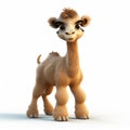 Cute Cartoon Camel Baby In Pixar Style - 3d Render On White Background