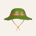 3d camping hat. elements for camping, hiking , summer camp, traveling, trip. icon isolated on white background. 3d Royalty Free Stock Photo