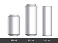 3D can mockup. Vector aluminium beer or soda can blank template