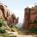 3d Canyon Landscape: Unreal Engine 5 Inspired Dogon Art