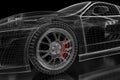 3D car mesh on a black Royalty Free Stock Photo