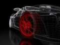3D car mesh on a black Royalty Free Stock Photo