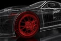 3D car mesh on a black Royalty Free Stock Photo