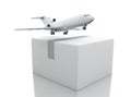 3d Carboard boxes with airplane. Delivery concept. Royalty Free Stock Photo