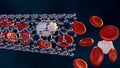 3d carbon nanotube filled with and transporting blood cells Royalty Free Stock Photo