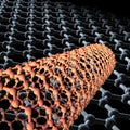 3d Carbon nanotubes on dark background