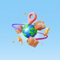 3D Cardboard Boxes Flying Around The World Royalty Free Stock Photo