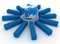 3d cargo containers around globe Royalty Free Stock Photo