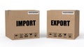 3d cartons with import export text