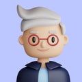 3D cartoon avatar of smiling mature man