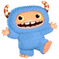 3d cartoon blue monster