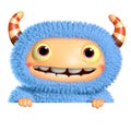 3d cartoon blue monster