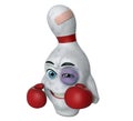 3D cartoon bowling pin with black eye