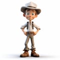 3d Cartoon Boy Cowboy Naturalistic Proportions With Crisp And Clean Look Royalty Free Stock Photo