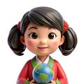 3D cartoon boy and girl standing and holding a globe Royalty Free Stock Photo