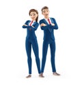 3d cartoon businessman and businesswoman with arms crossed Royalty Free Stock Photo