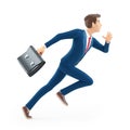 3d cartoon businessman running very fast with a briefcase Royalty Free Stock Photo