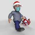 3D Cartoon Casual Character in face mask