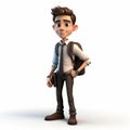 Professional 3d Cartoon Image Of Student-centered Character With White Background