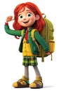 3D cartoon character with camping explorer equipment or back to school Generative AI Illustration