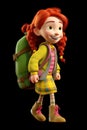 3D cartoon character with camping explorer equipment or back to school Generative AI Illustration