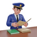 Cartoon officer examining documents customs agent Royalty Free Stock Photo
