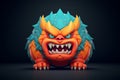 3d cartoon character design of a cute and kind monster in a whimsical and colorful style
