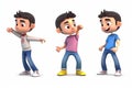 3D cartoon character kids, cute student group, dancing isolated on white and transparent background. Generative AI