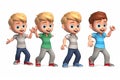 3D cartoon character kids, cute student group, dancing isolated on white and transparent background. Generative AI