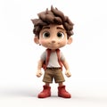 3d Cartoon Character Model Of A Little Kid With Backpack