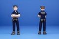 3D cartoon character Policeman in standing pose isolated on the blue background