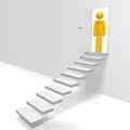 3D cartoon character, steps, door Royalty Free Stock Photo