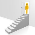 3D cartoon character, steps, door Royalty Free Stock Photo