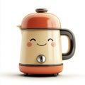 Cute Cartoon Coffee Maker With Happy Face on White Background Royalty Free Stock Photo