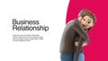 3d cartoon couple in love hugging web banner Royalty Free Stock Photo