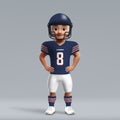 3d cartoon cute young american football player in Chicago Bears