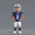 3d cartoon cute young american football player in Dallas Cowboys Royalty Free Stock Photo