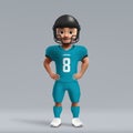 3d cartoon cute young american football player in Jacksonville J