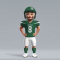 3d cartoon cute young american football player in New York Jets