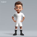 3d cartoon cute young rugby player in England national team kit Royalty Free Stock Photo